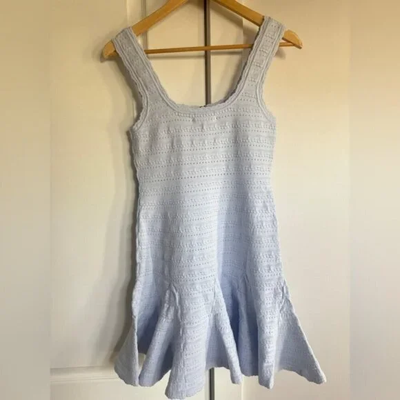 NWT LoveShackFancy Maryanne Knit Mini Dress Morning SKy Light Blue | size M - Picture 7 of 11